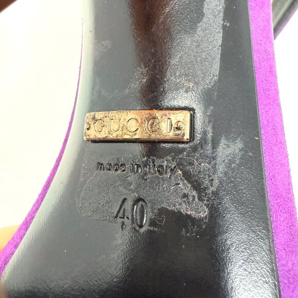 Gucci Liberty Heels Black Purple Gold Sandals EU 40 US 9.5- 10 Runway Shoes - Picture 7 of 10